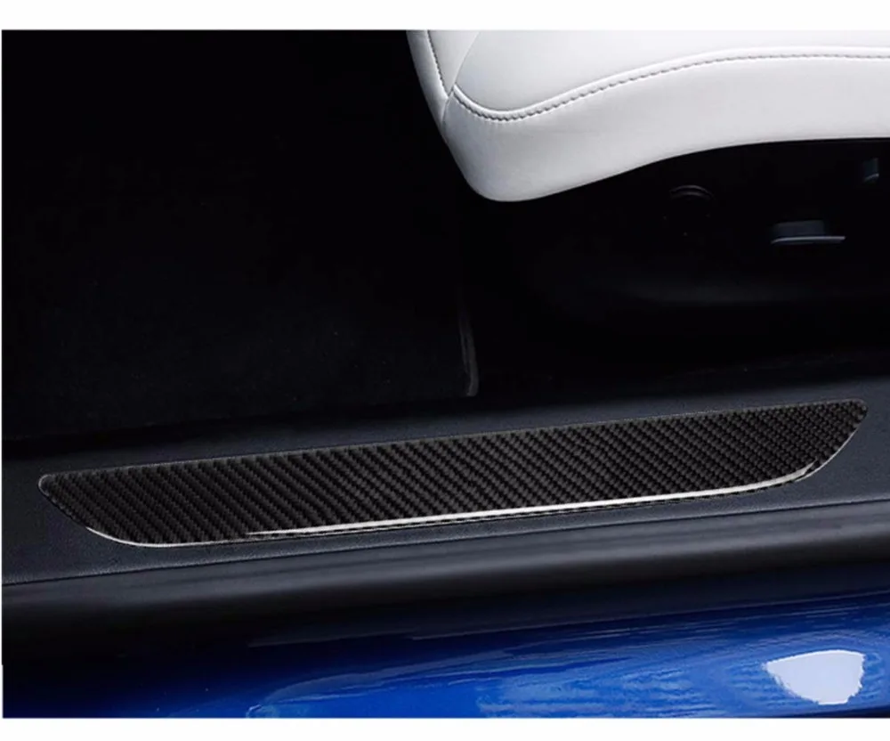 Tesla автомобильный углеродный волокнистый слой резины дверные пороги обертывание защитные наклейки из углеродного волокна комплект защиты интерьера совместимый Tesla модель S