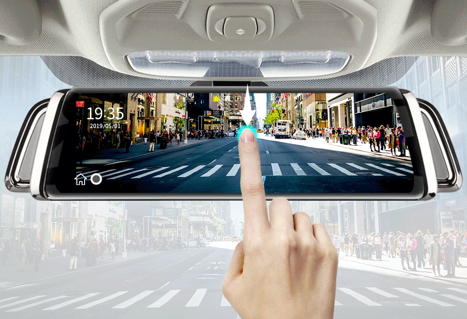 Автомобильный видеорегистратор Jansite 1" ips 1080P с сенсорным экраном, видеорегистратор, Супер видеорегистратор ночного видения, зеркало заднего вида с двойным объективом