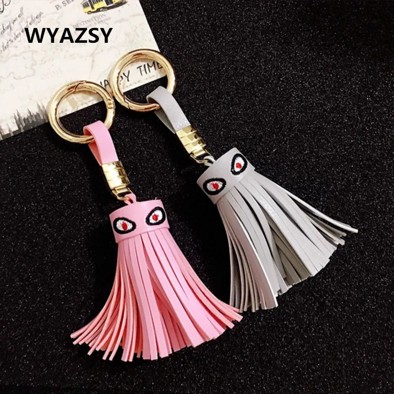 

Creative Little Monster Eyes Car Alloy Keychain For Women Men Gift Fashion Charm Bag KeyRing Tassel Key Chain Free Shipping