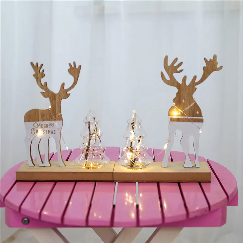 

wooden Christmas elk decorative lighting party birthday wedding decoration luminous wooden pendulums Antique finish