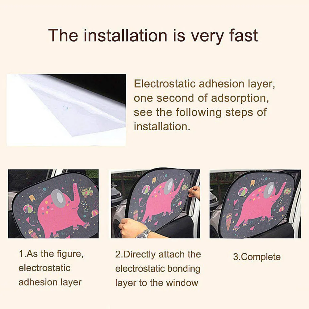 44x35 см Аксессуары лобовое стекло сторона Электростатическая Адсорбция мультфильм легко установить сетки затемнение автомобиля солнцезащитный козырек съемный милый