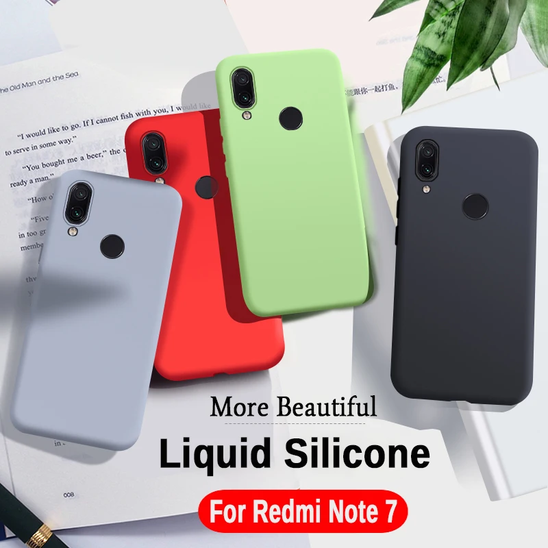 Жидкий силиконовый чехол для Xiaomi Redmi Note 7 Ударопрочный Мягкий из ТПУ с гладкой