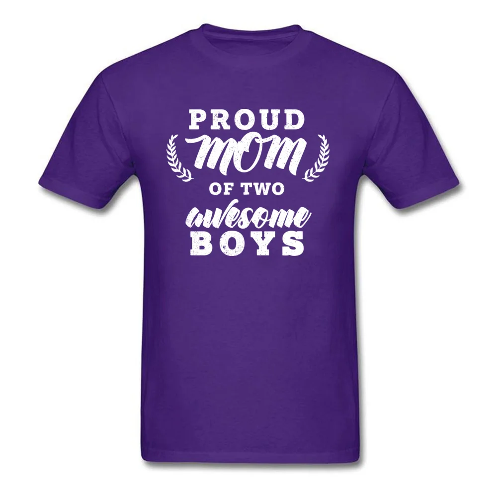 Proud Mom Of Two Boys Coupons Geek Tops Shirts Round Neck Labor Day 100% Cotton Short Sleeve T Shirts for Men Summer T-shirts Proud Mom Of Two Boys purple