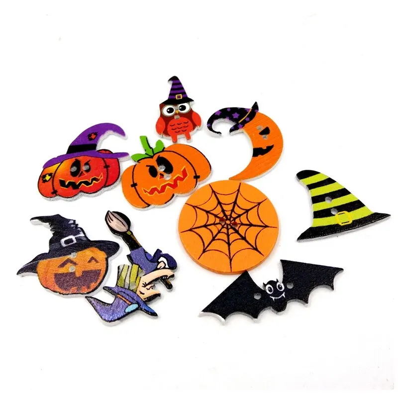 

1Pack/50pc Halloween Wooden Buttons Log Painted Series Buttons DIY European American Fashion Style Sewing Scrapbooking Crafts