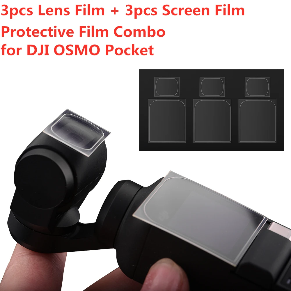 3 шт. экранная пленка+ 3 шт. защита для объектива камеры устойчивая к царапинам пленка для DJI OSMO карманная Gimbal камера Gimbal аксессуары с дворником