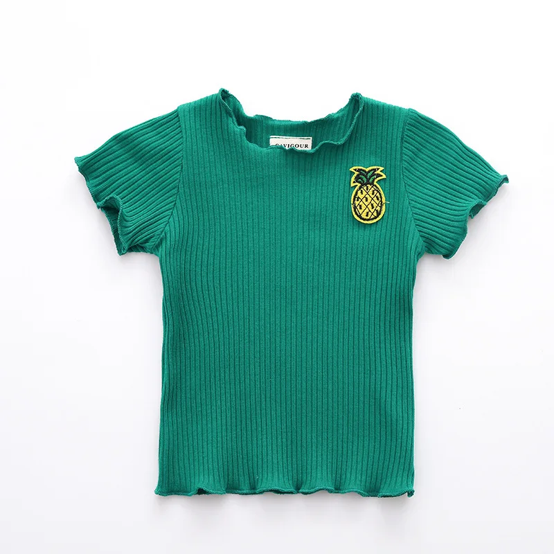 100%cotton Casual T Shirt Cartoon O Neck Summer T-shirt Girl Kids Children Clothes Tee Shirts Tops Cute Toddler Baby 0-5Y - Цвет: Зеленый