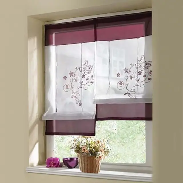 Flore Sheer Rideaux Romains Relevable Brodé Fenêtre Traitement ... Flore Sheer Rideaux Romains Relevable Brodé Fenêtre Traitement ...