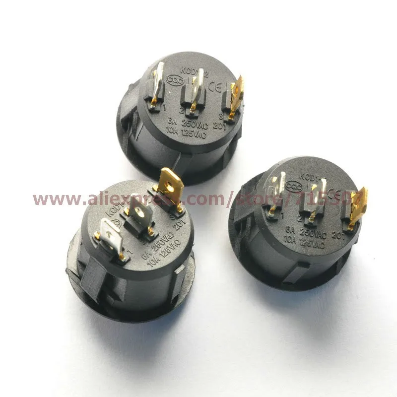 KCD1-105 round on-off 3pins with light red 10A 125V 6A 250V (2)