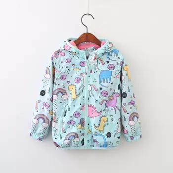 

Children's Jackets Baby Boys and Girls Cartoon Hooded Coats Toddler Outwear Kids Cartoon Rainbow Printed Jacket for Boys Outwear