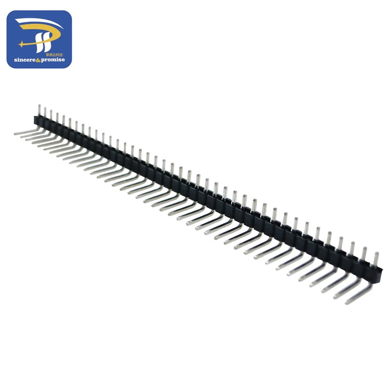 Female Pin Header Strip RA 10pcs Black 40 Pin 2.54mm Single Row Straight Male