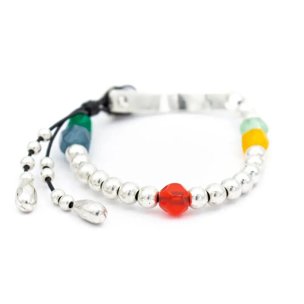 

Antique Silver bracelet with Irregular resin beads button closure girl bracelet REF40288