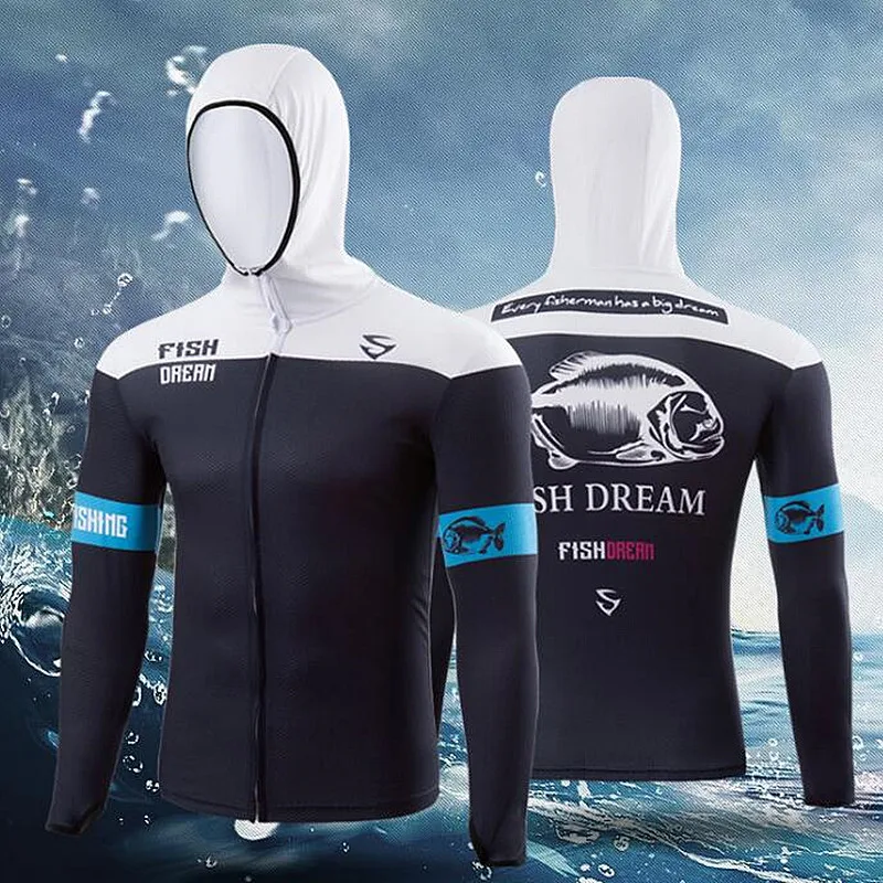 

2019 New arriva Summer Men Hiking climbing Anti Breathable Quick-drying Professional Clothes Fishing homme Hooded Fishing Shirt