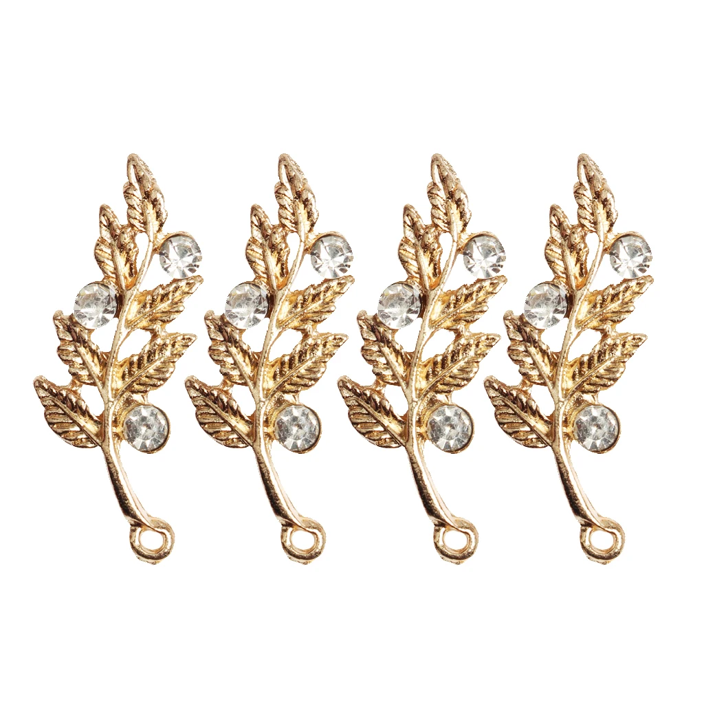 New 10pcs Leaf Rhinestone Button Flatback Embellishment Craft for Bridal DIY