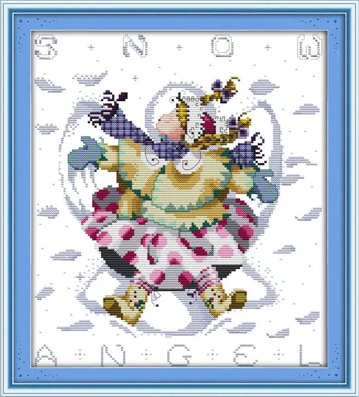 

The Girl Play in The Snow DMC Cross Stitch 14CT 11CT DIY Needlework Counted Cross Stitch Kits for Embroidery Cross Home Decor