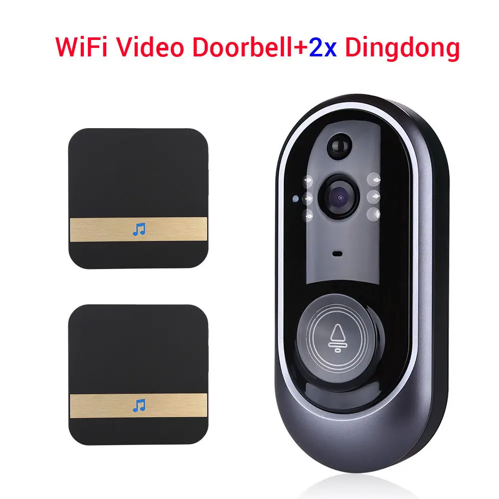 

WiFi Doorbell Visual Camera Video Intercom Security 166 degree with 2pcs Dingdong Phone Home