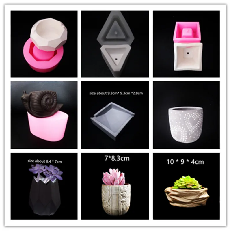 Concrete Flower Pot Molds for flowerpot making DIY Cement Vase Silicone