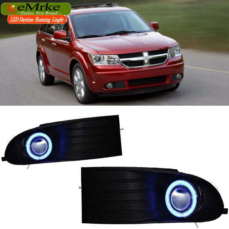 

EEMRKE Car Styling For Dodge Journey JC 2009-2011 2in1 LED Angel Eyes DRL Fog Light Daytime Running Lights Halogen Bulbs H11 55W