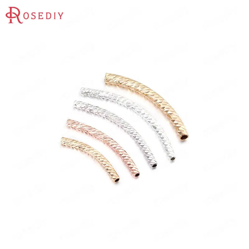 

6PCS 20MM 25MM 30MM 35MM 24K Gold Color Brass Curved Tube Bracelet Making High Quality Diy Jewelry Accessories
