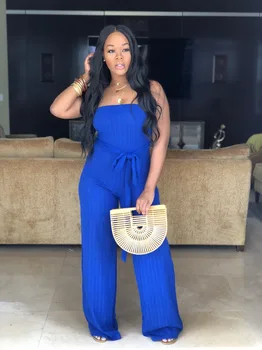 

2019 Summer Sexy Women Sleeveless Off Shoulder Strapless Solid Color Jumpsuits Streetwear Slim Bandage Female Playsuits