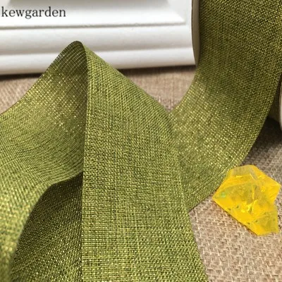 Kewgarden Золотой полиэстер линия льняные ленты 1," 40 мм вручную изготовленная лента DIY бант ленты упаковка Riband 50 ярдов - Цвет: Светло-зеленый