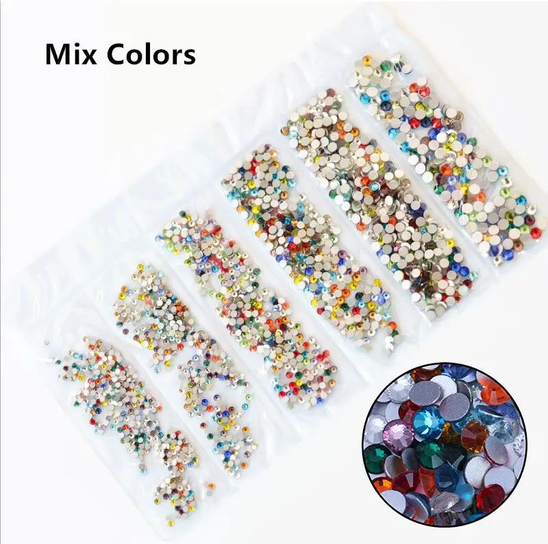 Стеклянные стразы для дизайна ногтей SS3 SS10 31 цвет|rhinestones for nails|mix sizenail art crystal |