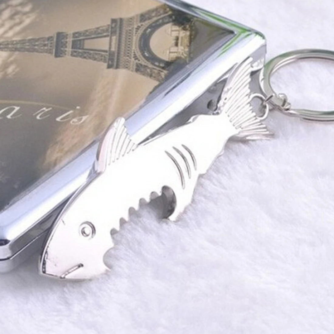 

Shark Shaped Bottle Opener Keychain shaped zinc alloy Silver Color Key Ring Beer Bottle Opener Unique Creative Gift