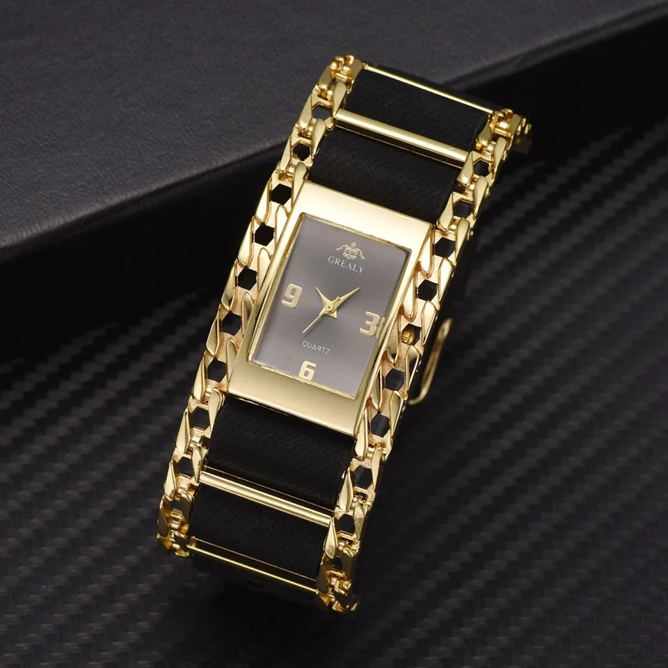 

Brand Luxury Gold Bracelet Quartz Clock Wrist Watches For Women Fashion Stainless Steel Creative Dress Watch Relogio Feminin