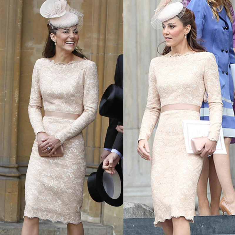 

Autumn and winter lace princess kate fairy pure kate middleton dresses long sleeve warm women OL office lady work wear vestidos