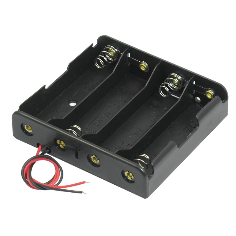 

Black 4 x 3.7V 18650 Pointed Tip Batteries Battery Holder Case w Wire Leads #8