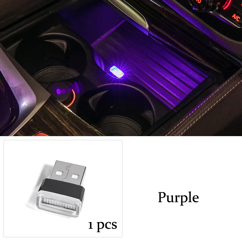 Стайлинга автомобилей подстаканник коробка для хранения светильник USB декоративные настольные лампы для Porsche cayenne, macan, panamera, 911 Boxter Cayman из циркониевого 958 955 - Название цвета: Фиолетовый