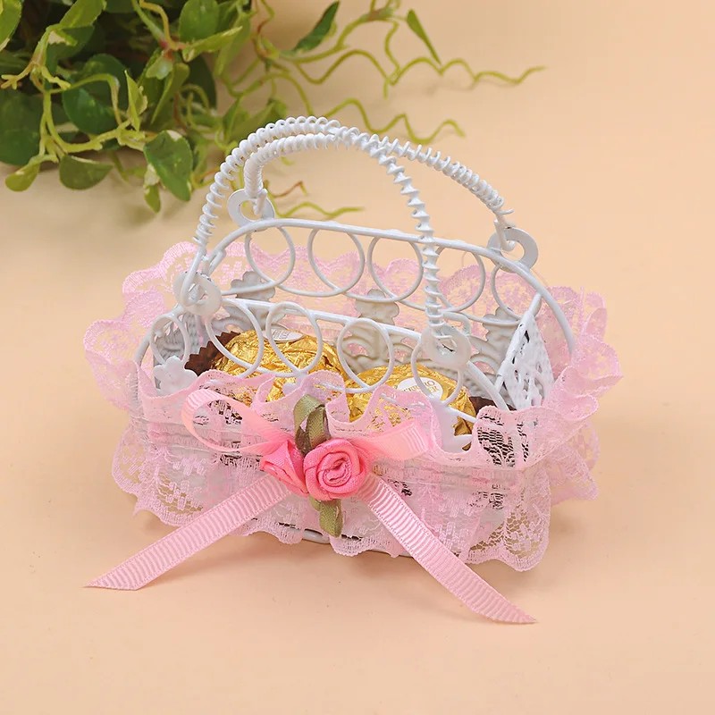 

30PCS creative wedding supplies personalized romantic wrought iron basket candy box tinplate wedding candy box