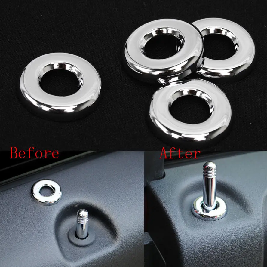

BBQ@FUKA 4x Auto Car Chrome ABS Door Lock Pin Pins knob Cover Trim Styling Sticker Fit for Patriot Compas Cherokee 07-2015
