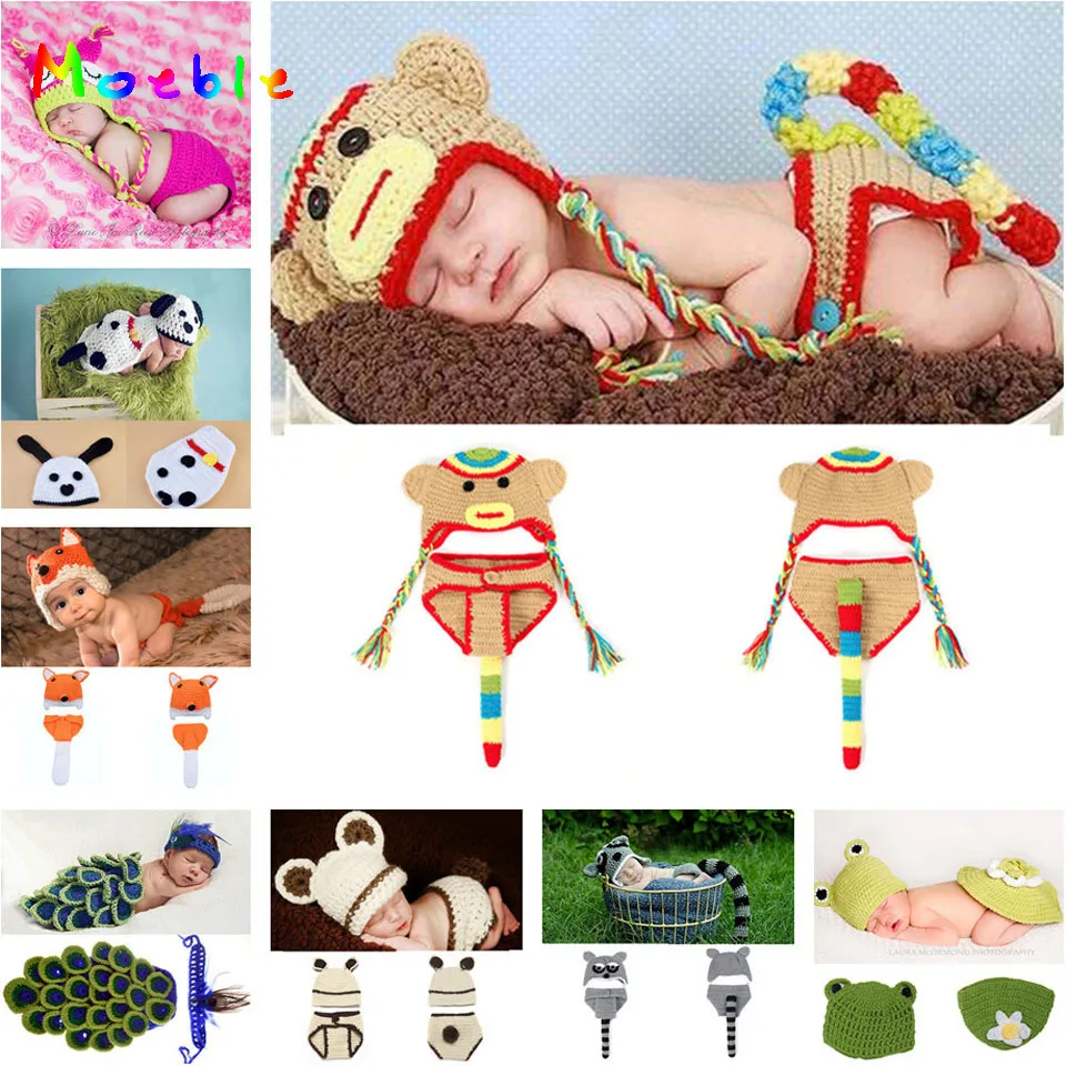 

Baby Girl Crochet Peacock hat Hand Crochet Newborn baby Photography Props Knitted Girl Costume Outfits cap 1set MZS-15015