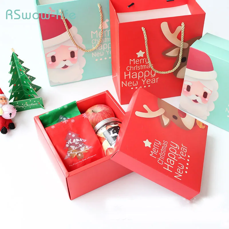

Christmas Apple Box Snowflake Crispy Nougat Box Paper Bags For Gifts Boxes For Party Favors For Festive Party Supplies Package