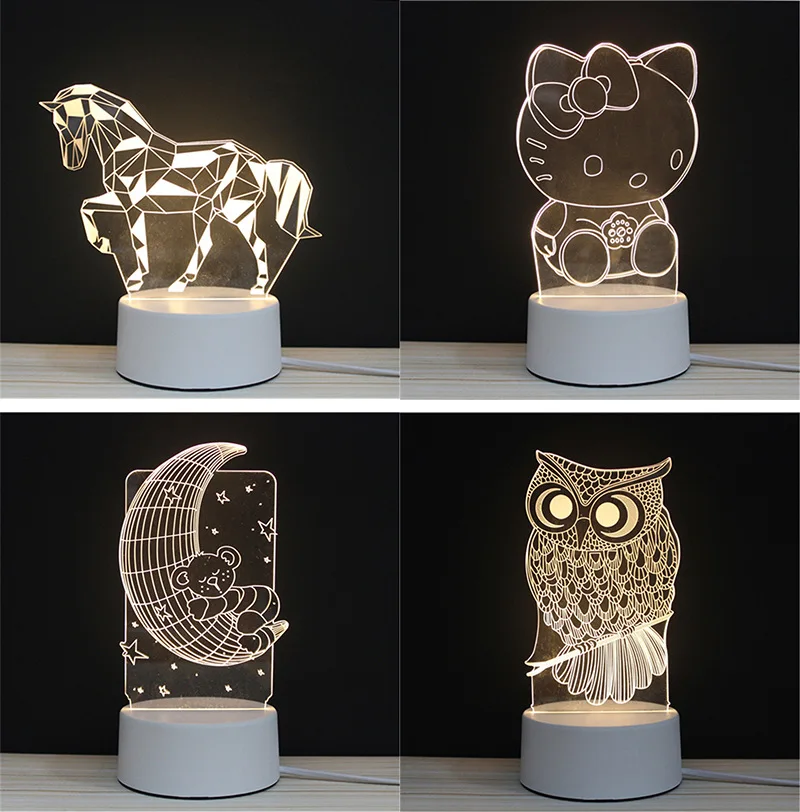 СВЕТОДИОДНЫЙ 3D иллюзия Ночник DIY дизайн WarmWhite RGB огни акриловый Декор