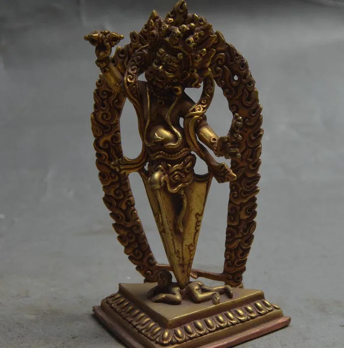 Тибетский буддизм Бронзовый Золотой Vajrapani Chana Dorje ножны для кинжала пхурба