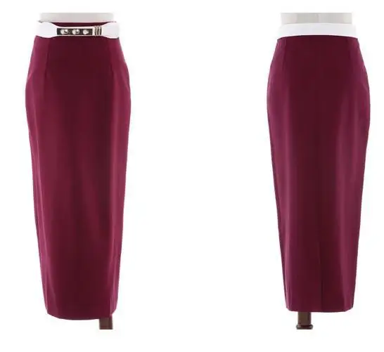 Осень Новая мода эластичная высокая талия европейский и американский стиль Макси Длинная юбка-карандаш плюс размер 4XL - Цвет: wine