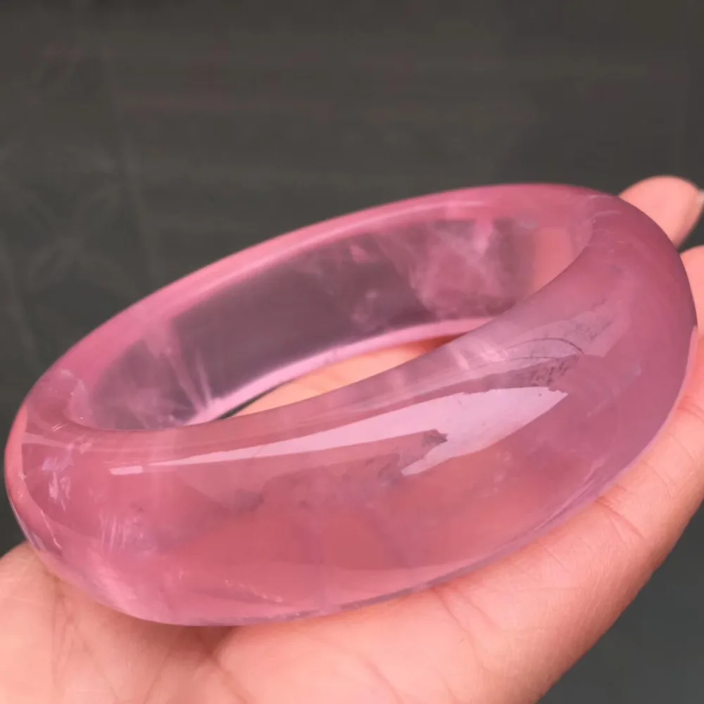 

58mm Genuine Natural Mozambique Bangle Rose Quartz Clear Stone For Women Lady Gift 20x10mm Stone Bangle AAAAA Drop Shipping