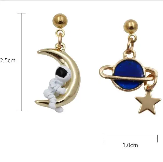 10 пара/лот, модные ювелирные аксессуары, дизайн, металлическая звезда, планета луна, космонавты, серьги для женщин