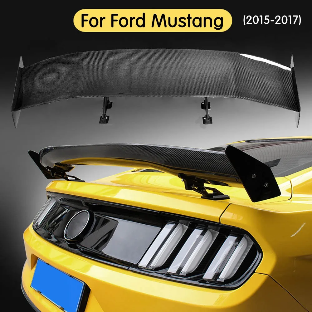 

Carbon Fiber Rear Trunk Lip Spoiler Wing Decoration Fit For Ford Mustang 2015 2016 2017 2018 Car Accessories High Quality