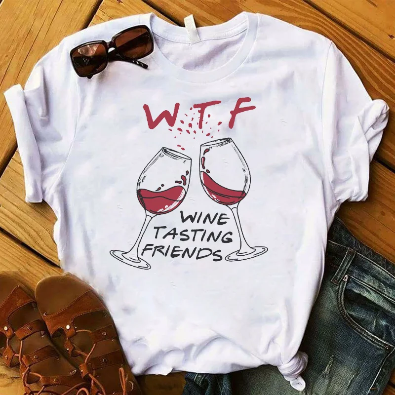 

Women T Womens Wine Tasting Friends Fashion Printed Graphic Tee Shirt Femme Top Tshirt Female Punk Ladies Clothes T-shirt
