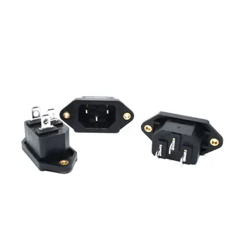

IEC 320 C14 Male Plug 3 Pins PCB Screw Type Panel Power Inlet Socket Connector 1 Pc AC 250V 10A Plastic Metal
