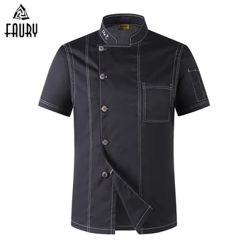 

Wholesale Unisex Cook Clothes Men Single Breasted High Quality Kitchen Cook Uniforms Short-sleeved Restaurant Bakery Waiter Tops