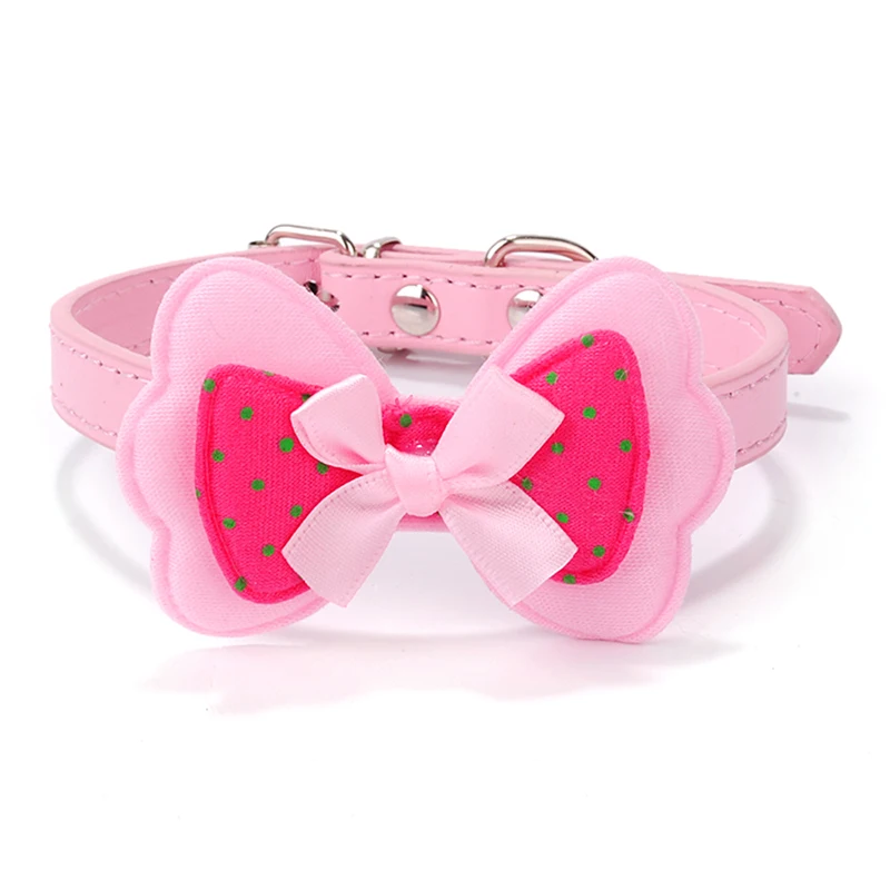 

Factory Price!1pcs Dod Polka Dots Collar Bow Pet Dog Collar Leather Pet Choker Puppy Cat Necklace XS S M L