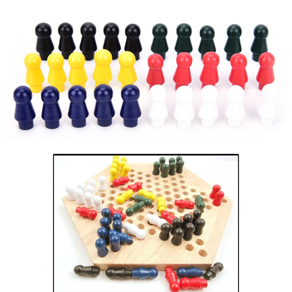 60 шт./компл. китайские шашки шесть цветов деревянные шашки Запасные детали игры