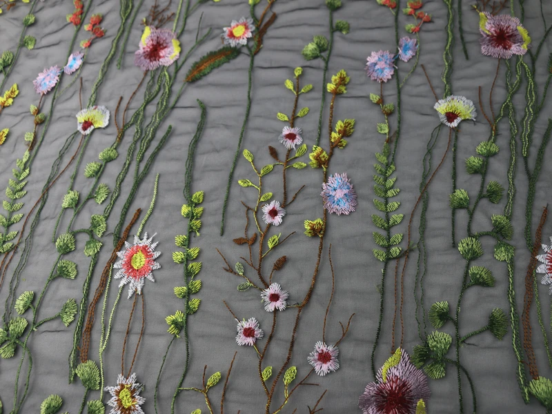 50 см* 130 см 3D Цветочная вышитая тюль ткань Текстильный сетчатый материал кружевной цветок Свадебный Топ 10 ткань для свадебных платьев