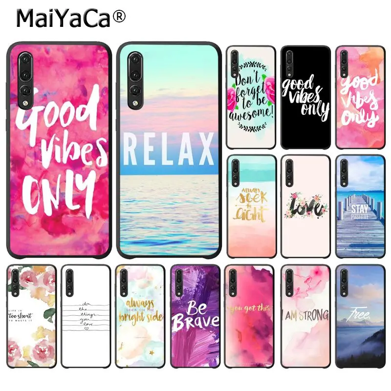 

MaiYaCa Positive Good Vibe Only Love Happy Trust Quote Phone Case for Huawei P20Lite P10Plus Mate9 10 Mate10 Lite P20Pro Honor10