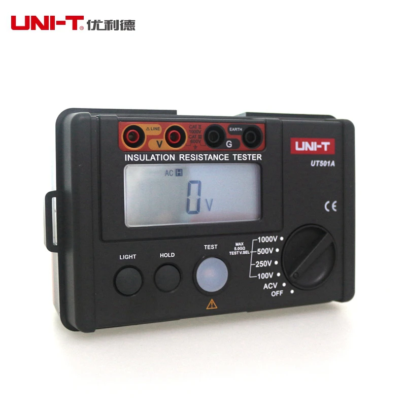 

UNI-T UT501A Insulation Resistance Meter Auto Range Earth Ground Ohm Tester Megohmmeter Voltmeter with LCD Backlight