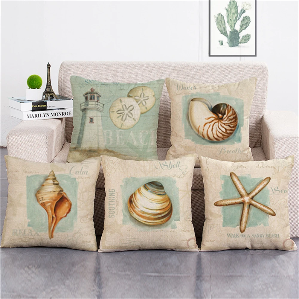 Mediterranean Sea Style Conch Decorative Pillow Covers For Sofa Home