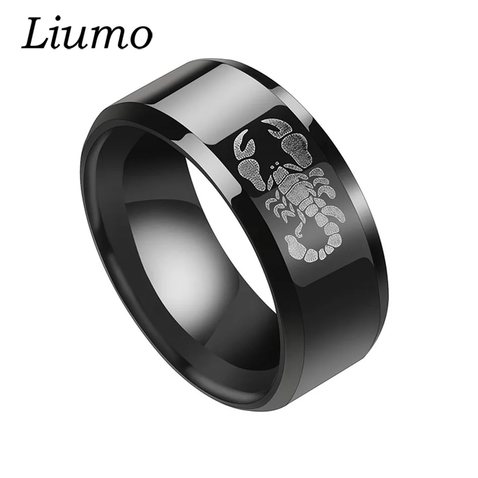 

Liumo Trendy Simple Black Punk Style Scorpion Men Stainless Steel Statement Biker Ring Lr709